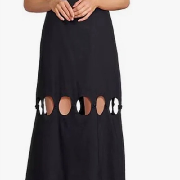 ANTONIO MELANI Black linen Maxi dress with Cutout Design